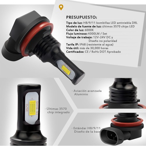 Para For Acura TL 2009-2013 2014 Faros LED HID Hi/Lo Bombillas de luz antiniebla - Picture 11 of 12