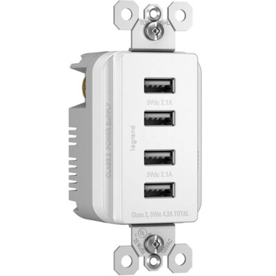 Wireless Wall Charger Legrand Radiant Wireless Charger TM8USB4WCC6