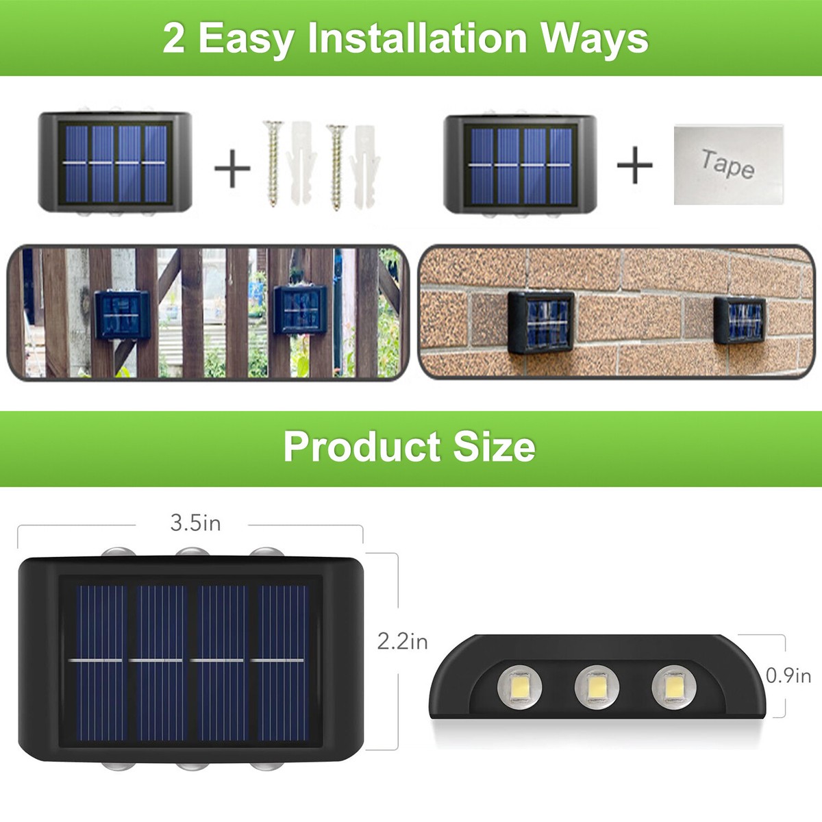 Solar Fence Lights Outdoor – 9 Colors & 11 Modes, IP65 Waterproof Dusk-to-Dawn LED Deck Lights (4-Pack, 1200mAh Battery)