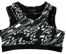 Central Park Sports Bra Womens XL Black Double Layer Strap Sapphire Activewear