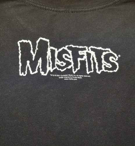 Vintage 2001 Misfits Skeleton Hands 2-Sided Black T-Shirt Punk Band Women Y2k - Bild 3 von 5