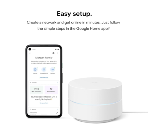 Google Wifi 1200 Mbps 2 Port 1000 Mbps Wireless Router - Snow, Pack of 1 - Picture 4 of 4