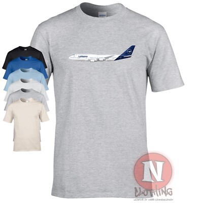 Lufthansa 747 T-Shirt Boeing Jumbo Jet Flugzeug Spotter Airline Crew Flughäfen Tee