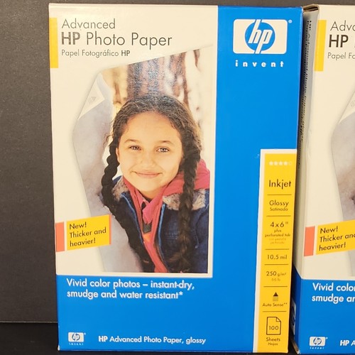 PAPEL FOTOGRÁFICO Avanzado HP Inyección de Tinta - JUEGO DE 2 Brillantes 4" x 6" 100 Hojas Q7906A NUEVO - Imagen 2 de 7
