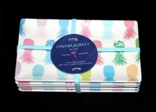 6 Cynthia Rowley Decorated Pineapples Rectangle Melamine Appetizer Plates NWT