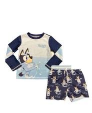 Disney Bluey Boys 2 Piece UPF 50 Long Sleeve Rash Guard  Swim Trunk Set 3T NWT