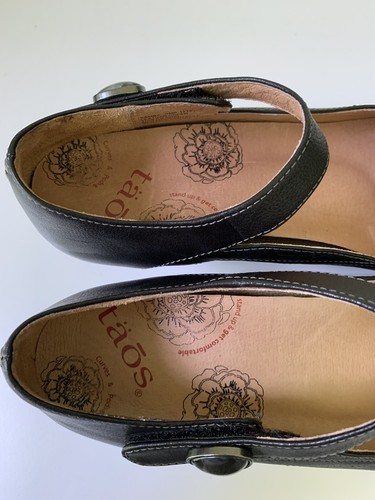 Taos Samba Black Leather Mary Jane Shoes Hook & Loop Strap Womens Size US 7 - Picture 8 of 10