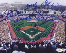 CARL ERSKINE, BILL RUSSELL, AL DOWNING AND 6 OTHERS Signed  Photo JSA F33009