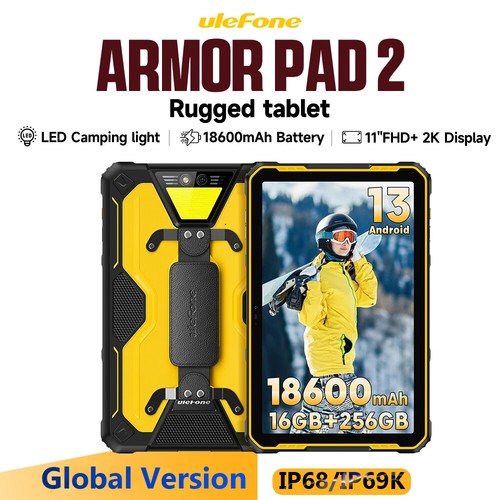 Ulefone Armor Pad 2 Rugged Tablet LED Light 11" 2K 18600mAh 256GB Android 13 NFC