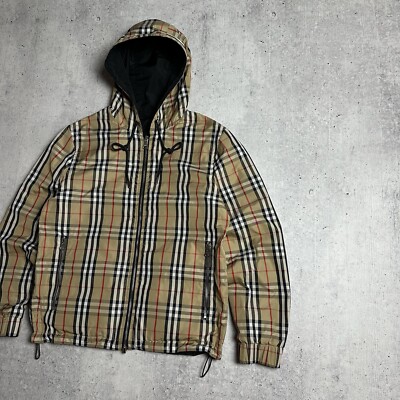 Burberry London England Windbreaker Jacket Reversible Plaid