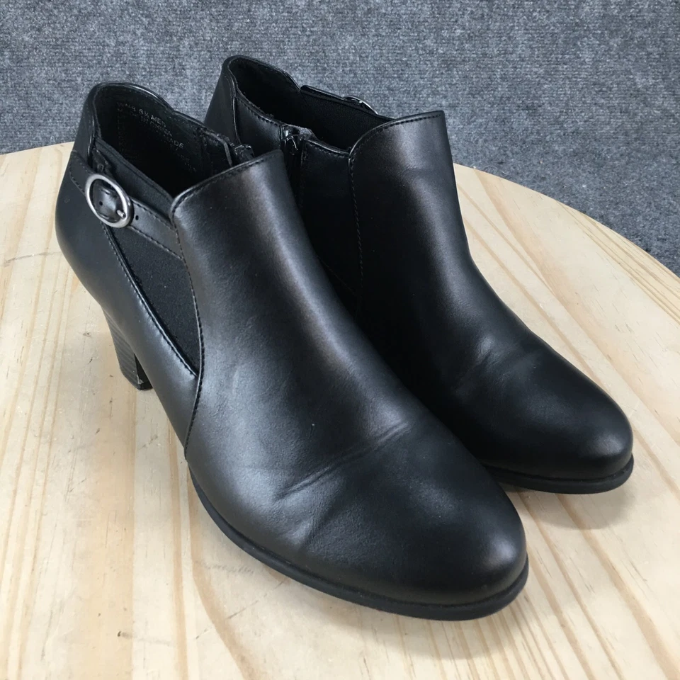 Croft & Barrow Botas Mujer 8.5M Ines Botines Negro Imitación Cuero Cremallera Tacones Foto 3 de 4