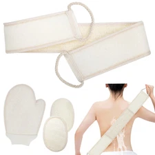 4pcs Natural Loofah Back Scrubber for Shower Loofa Sponge Pads Exfoliating Glove