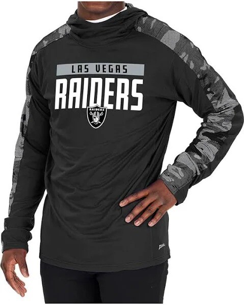 Легкая толстовка Zubaz NFL Mens Las Vegas Raiders с завышенной талией и камуфляжными вставками