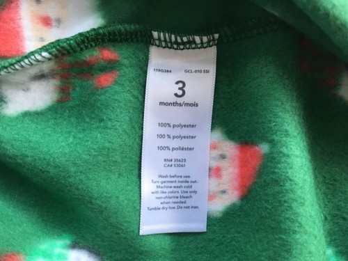 BABY BOYS GREEN & RED ZIP UP FLEECE FOOTED ROMPER SIZE 3 MONTHS LONG SLEEVES NWT - Picture 10 of 10