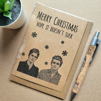 Lustige Vampire Diaries Weihnachtskarte - Damon Salvatore Stefan Salvatore