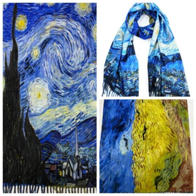 MARKENLOS Van Gogh: Sternennacht Künstler Winterschal Web Tuch Wendeschal Doubleface C708