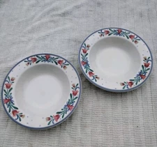 Tienshan Country Bouquet 8.5" Bowls Stoneware Vintage Floral Soup Salad Bowl 