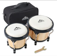EastRock Bongo Drum Set – 4" & 5" Tunable Wood Drums, Adjustable Sound