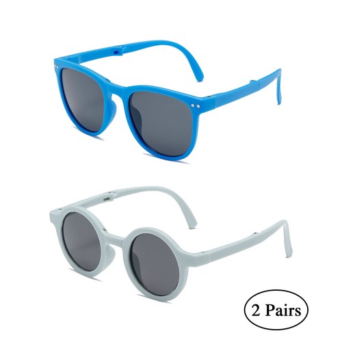 2 Pairs Kids Sunglasses Foldable Classic Style Retro For Children Boys Girls - Picture 28 of 42