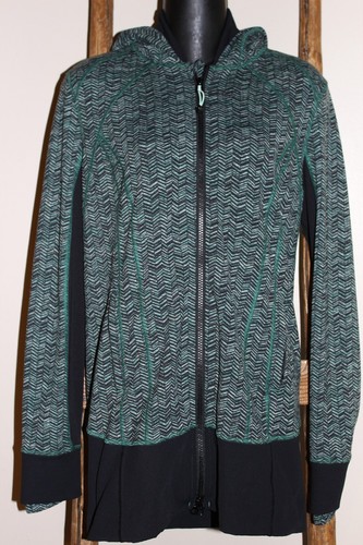 Women's~LULULEMON~Daily Pratice~HOODED~Zip Front~JACKET~Green Black~SEAMIST~10 M