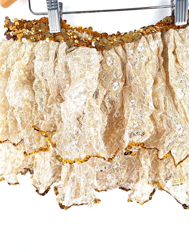 Girls Sequin Tulle Skirt Laced Gold Sparkle 2 Layers Dance Costume and headpiece - Picture 4 of 12