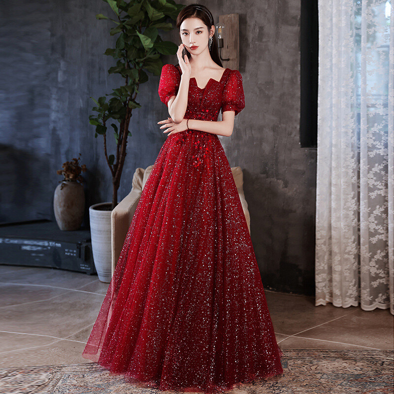 Women Banquet Evening Dress Temperament Lady Gauze Maxi Dress Cocktail Party  | eBay