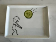 Crate & Barrel CB2 Oliver Cucumber 2011 Rectangle Appetizer snack Plate 6.5 x 5”