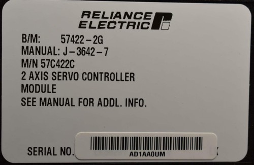 Reliance 57C422C AutoMax 2 Axis Servo Controller Module - Picture 3 of 3