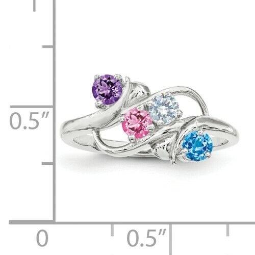 Custom Birthstone Ring 1- 5 Stones Sterling Silver, Mothers Day Jewelry Rings - Picture 18 of 22