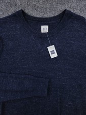 NWT Gap Crew Neck Sweater Men Size Medium Blue Long Sleeve Pullover Cotton Blend