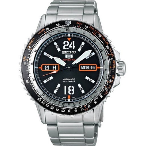 SEIKO 5 Sports SRP347K1 Automatic Watch Black Dial Steel Day Date