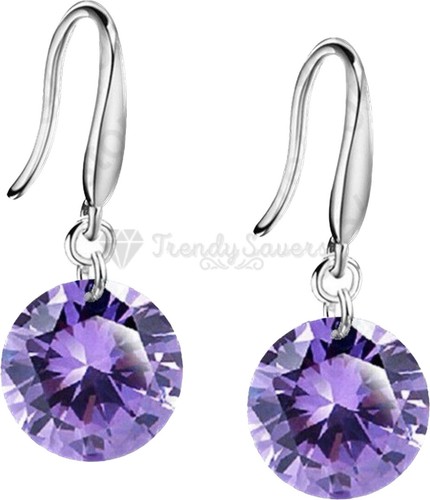 Women's 10mm 925 Sterling Silver Cubic Zirconia Drop Dangle Ear Stud Earring - Picture 46 of 81