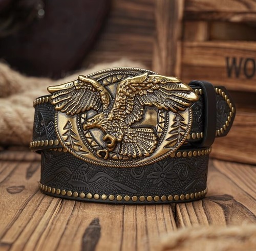 PU Leather Belt for Men, Western Belt Casual Dress Belt for Gentlemen 27-42 - Picture 2 of 14