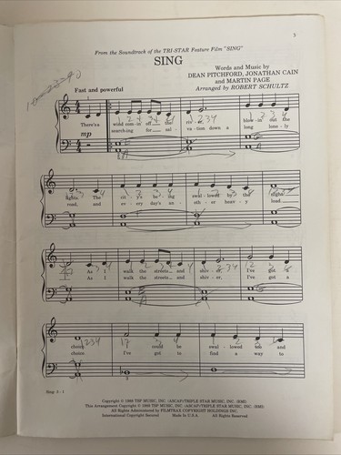 1988/1989 Movie Songbook Big Note Piano Book - Picture 4 of 4