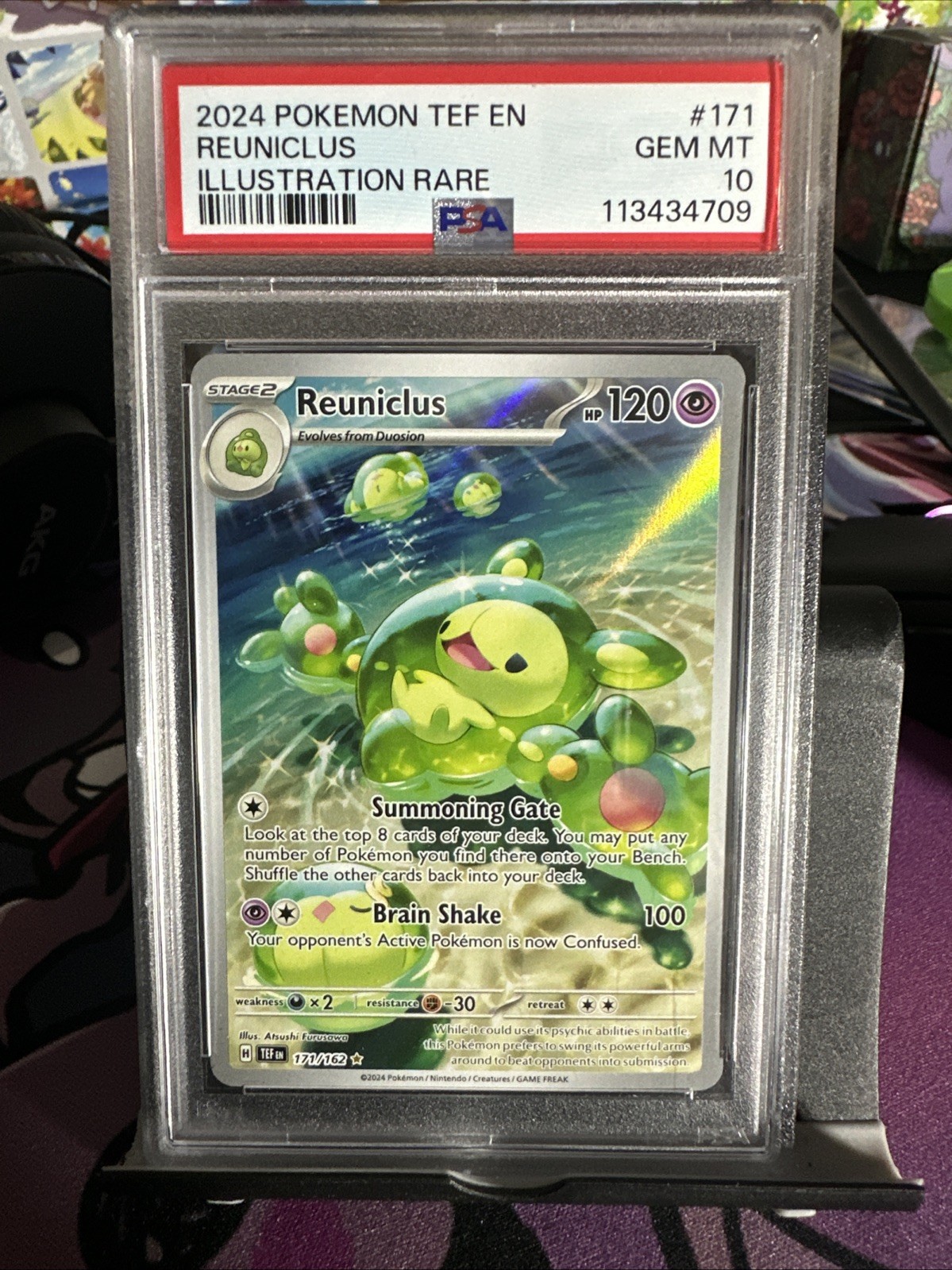 2024 Pokémon TEF EN Reuniclus illustration rare #171 Gem MT 10