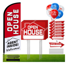 Open House Signs Kit 45 Pcs , 1 Pack Open House Flag, 9 Pack Open House Sign...