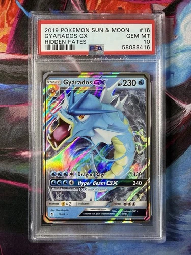PSA 10 Gem Mint GYARADOS GX 16/68 POKEMON 2019 SUN & MOON HIDDEN FATES