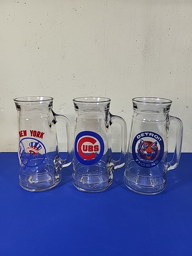 3 Vintage Mug-O-Nuts MLB Detroit Tigers New York Yankees Chicago Cubs 7" MINT