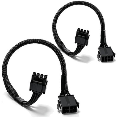 2x CPU 8 Pin Extension Cable - Power Supply PSU Sleeved Cord