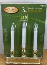 NIB Set Of 3 Holiday Living LED Candolier W/sensor White Gold