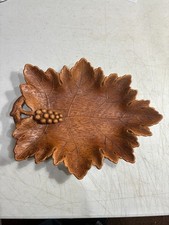 Vintage Nut Dish Grape Leaf Tray 1950 Faux Wo...