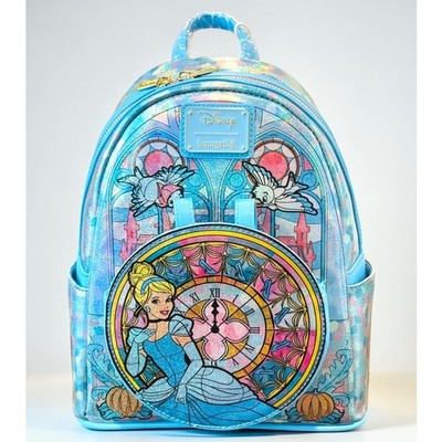 2026 Loungefly Disney Cinderella Stained Glass Mini Backpack NWT Princess Blue