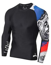 Men's Long Sleeve UPF 50 Baselayer Skins Performance Large Asym Honor Strike