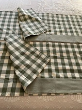 Set Of 2 Park Designs Basil Green & Tan Plaid Farmhouse Window Valance 72"x14"