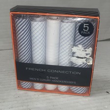 French Connection Men's 5 Pack Luxury Handkerchiefs Brand New in Box 16  X 16  