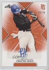 2021 Leaf Perfect Game National Showcase Orange 29/30 Preston Herce Auto 2o7