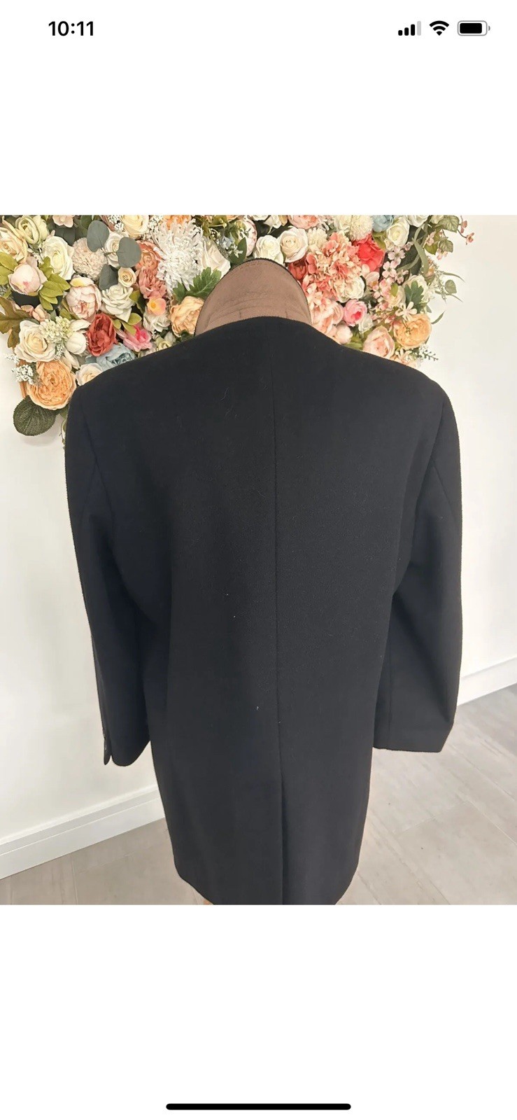 90s Greenwoods Cashmere Wool Formal Races Tweed Black Pea Coat Mens Size 42R image 6
