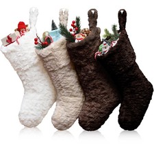 Jamntower 4 Pcs Neutral Personalized Christmas Stockings Bulk with Name Tags,