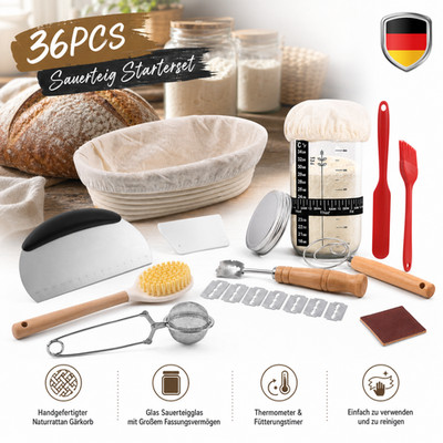 36 Stück Gärkörbchen Oval Natürlicher Rattan Sauerteig Brotback Set Backzubehör