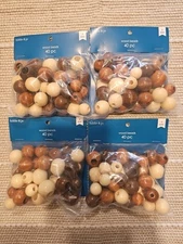 4 NEW HILDIE & JO WOOD BEADS 40 pcs Each BAG 3 Sizes BROWN IVORY BEIGE FREE SHIP